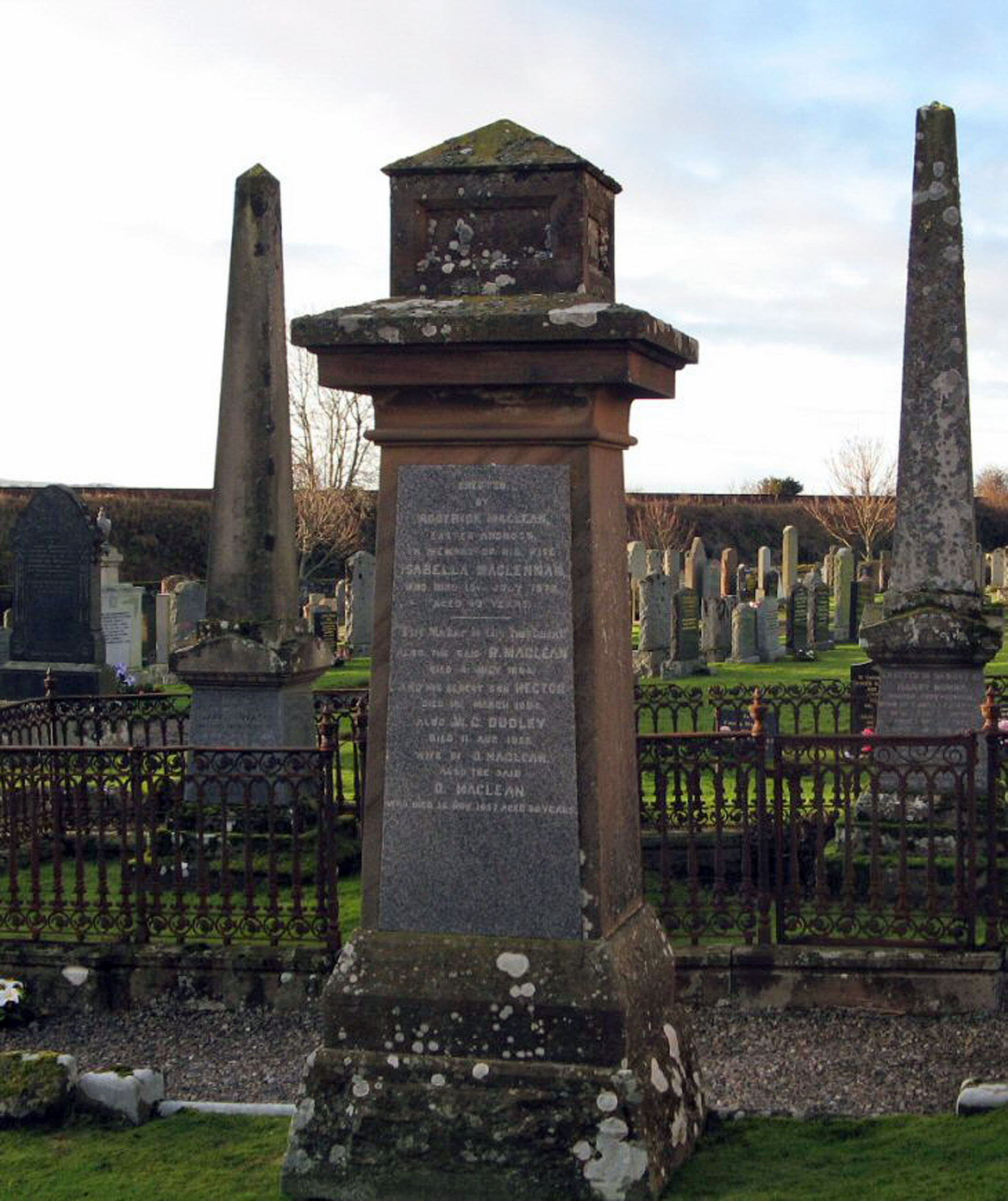 Photo of headstones/Isabella MacLennan (Maclean) died 1873 MI Rosskeen